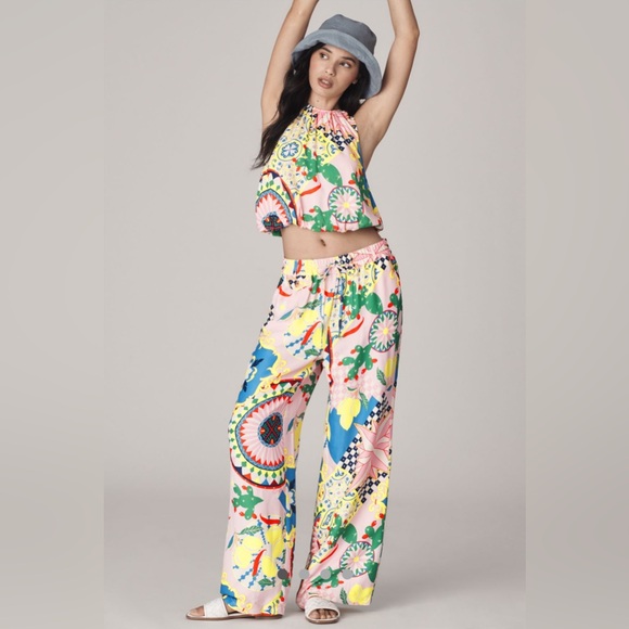 NWT - Maeve - Straight-Leg Pull-On Silk Pants - Picture 1 of 3